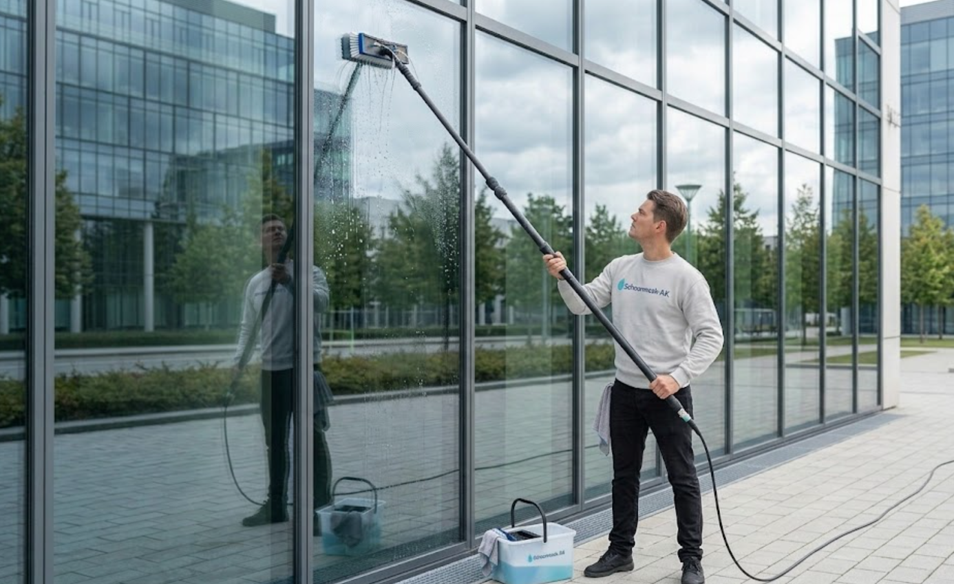 Glasbewassing op grote hoogte